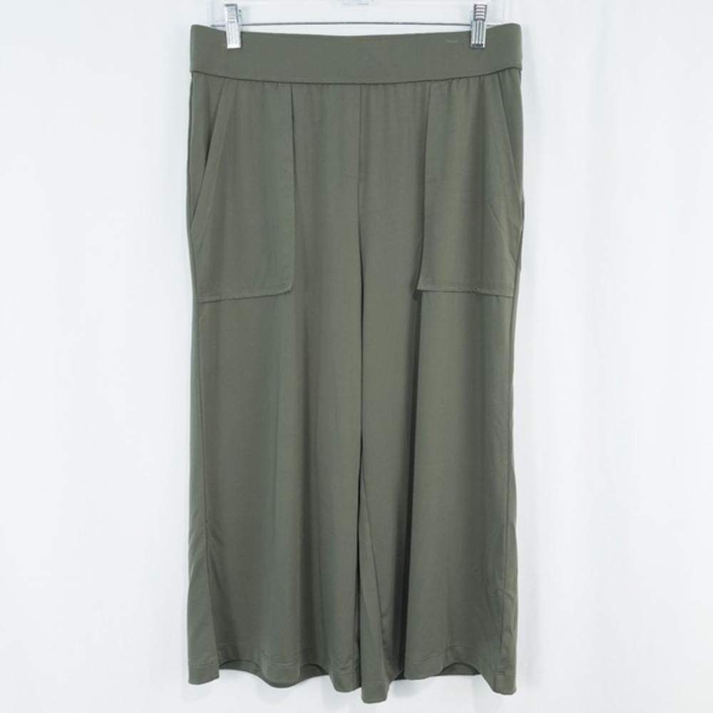 Lisa Rinna Collection Pull On Knit Culotte Pants Small Army Green Wide Leg